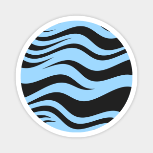 Blue Black Zebra Stripes Pattern Magnet